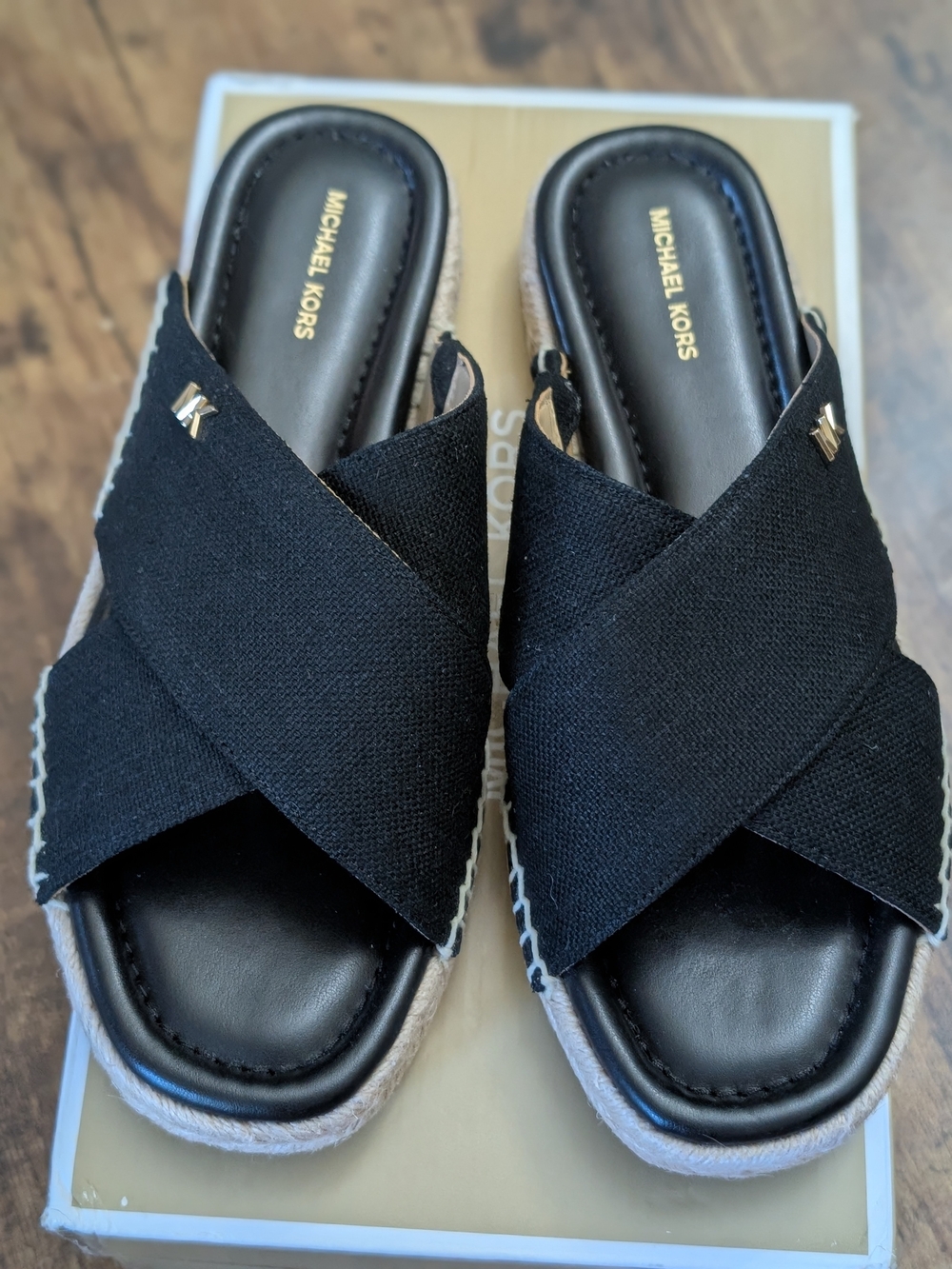 Michael Kors Black Kenzie Slide Sandals